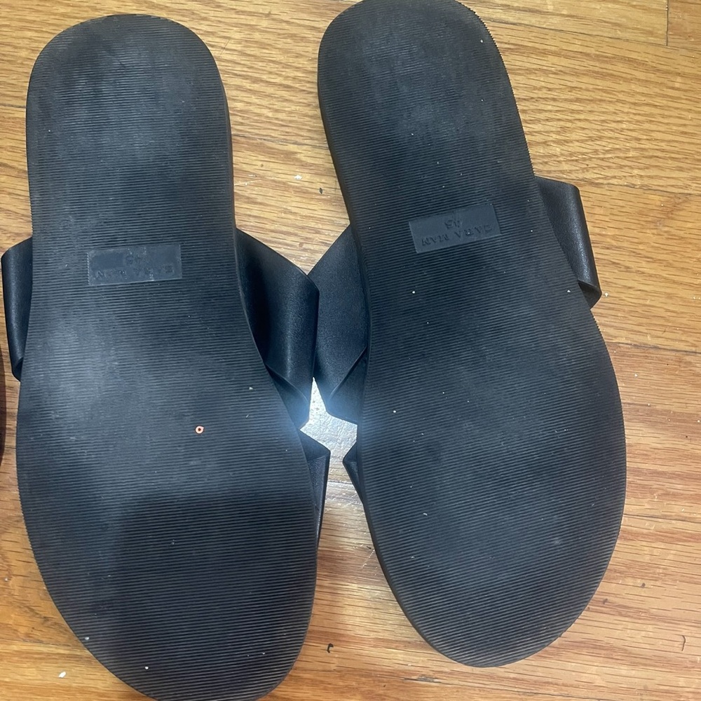 2 Zara slippers sandals Black and Brown Slide Sandals Sz 45 - Picture 7 of 11